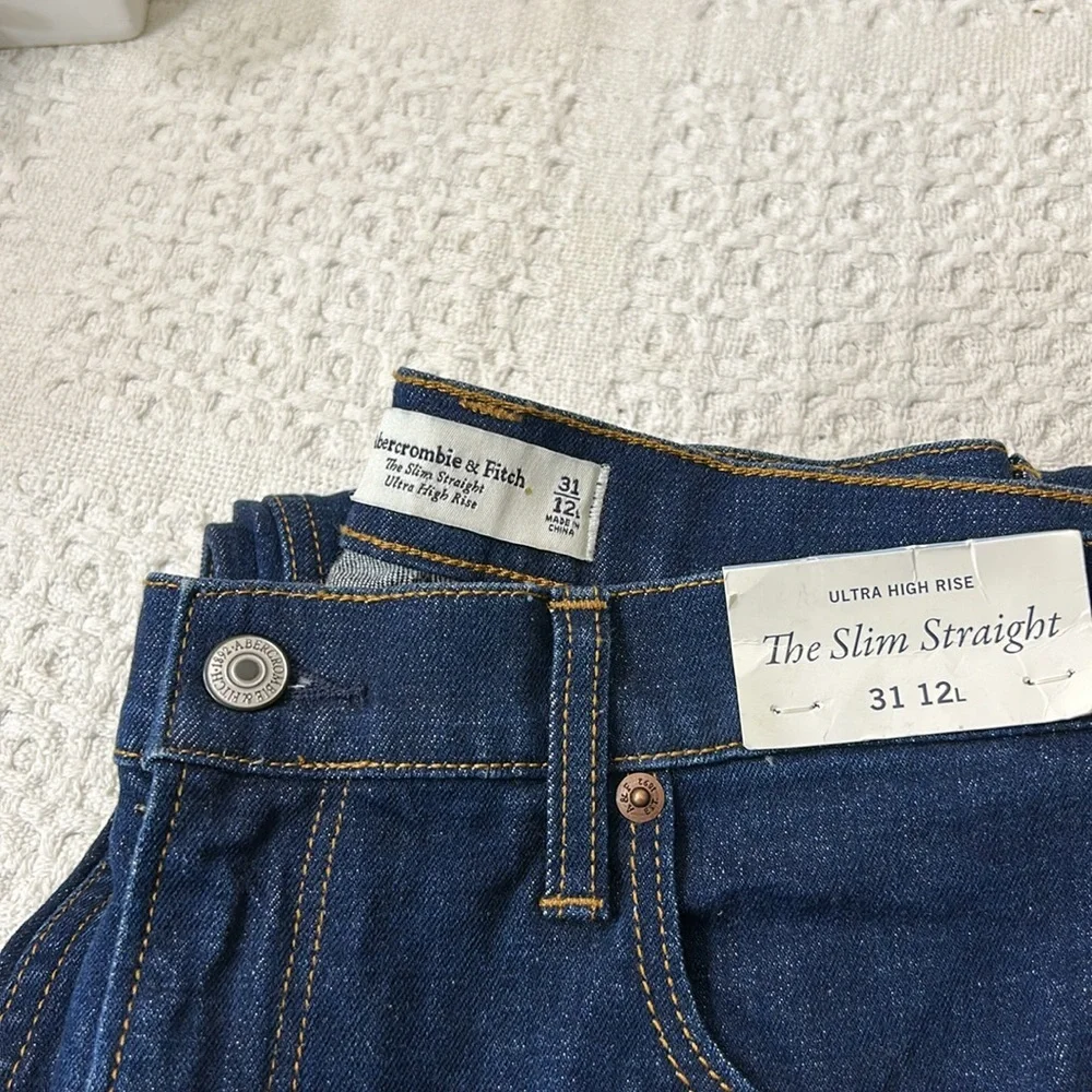 Abercrombie & Fitch Dark Blue Straight Leg Pants - Picture 6 of 6